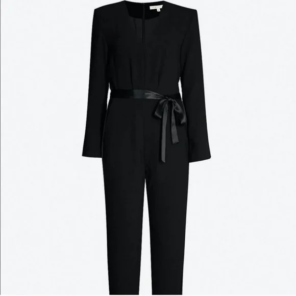 Maje Pankok Black Tie Waist Step Hem jumpsuit - Picture 5 of 10